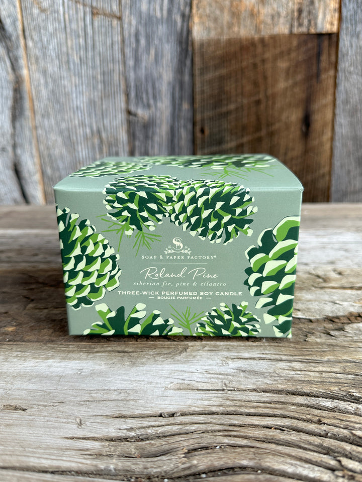 Soap & Paper Factory Roland Pine 18 oz Three-Wick Soy Candle