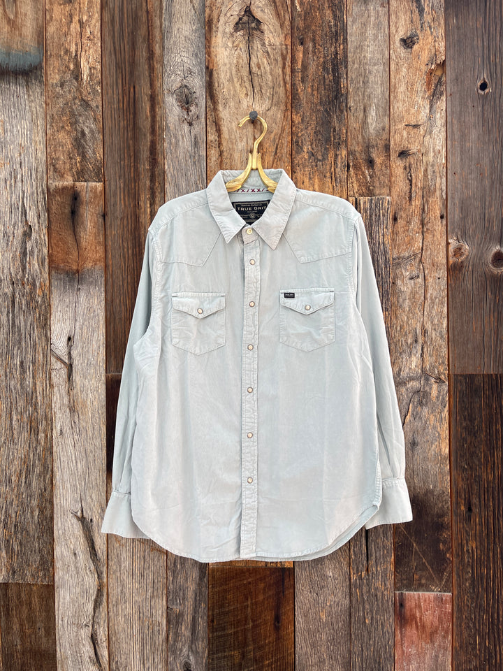 True Grit Jackson Cord L/S 2 Pocket Western Shirt Denim Blue