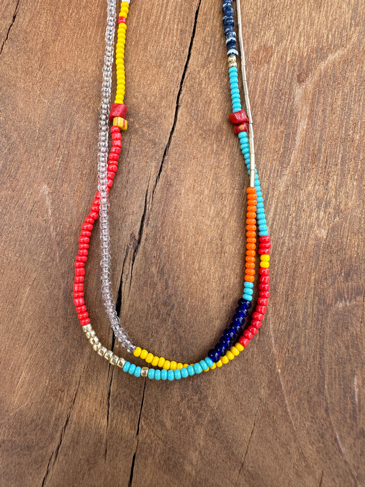 Elizabeth Nicole N60 Blue 33" 14K GF, glass seed beads