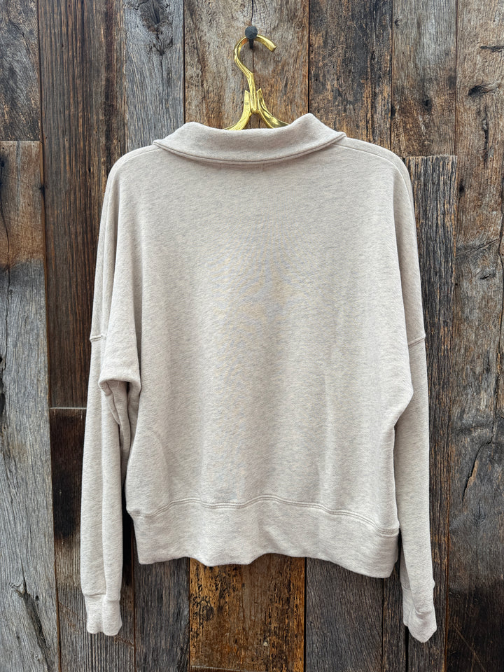 Perfect White Tee French Terry 1/2 Zip Oatmeal