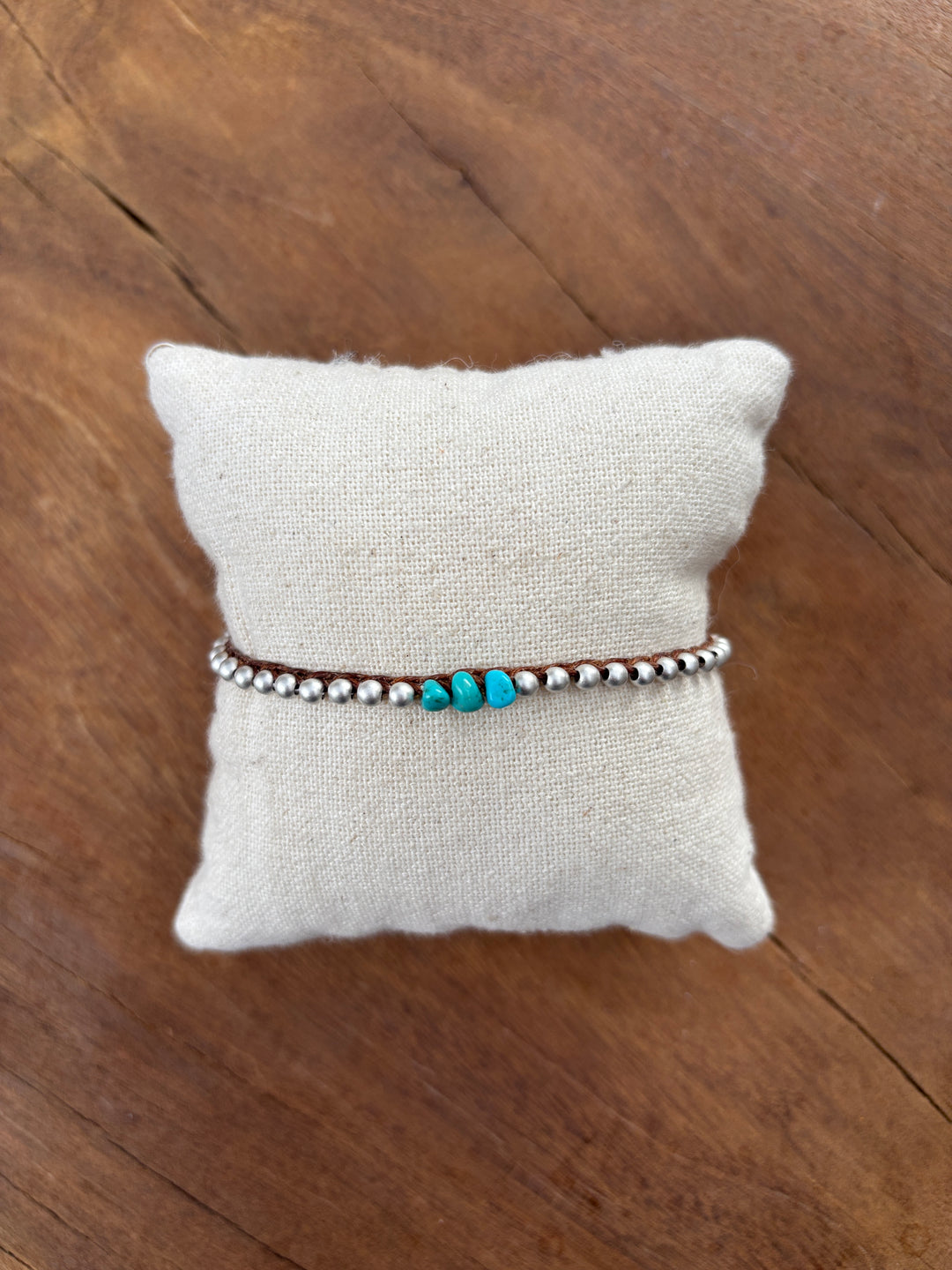 Minetta Turquoise Stones on Walnut