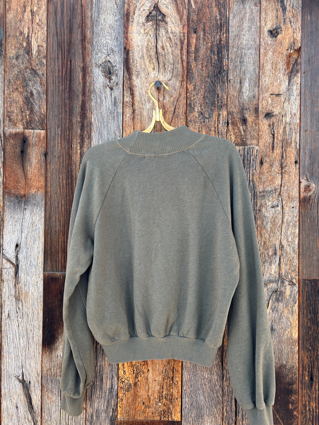 Project Social T Time to Chill Mock Neck Sweatshirt Dusty Olive