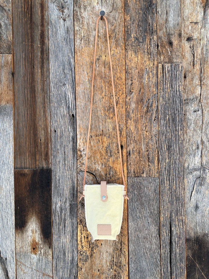 Graf Lantz Hana Phone Crossbody Canvas- Limoncello Canvas, Natural Leather