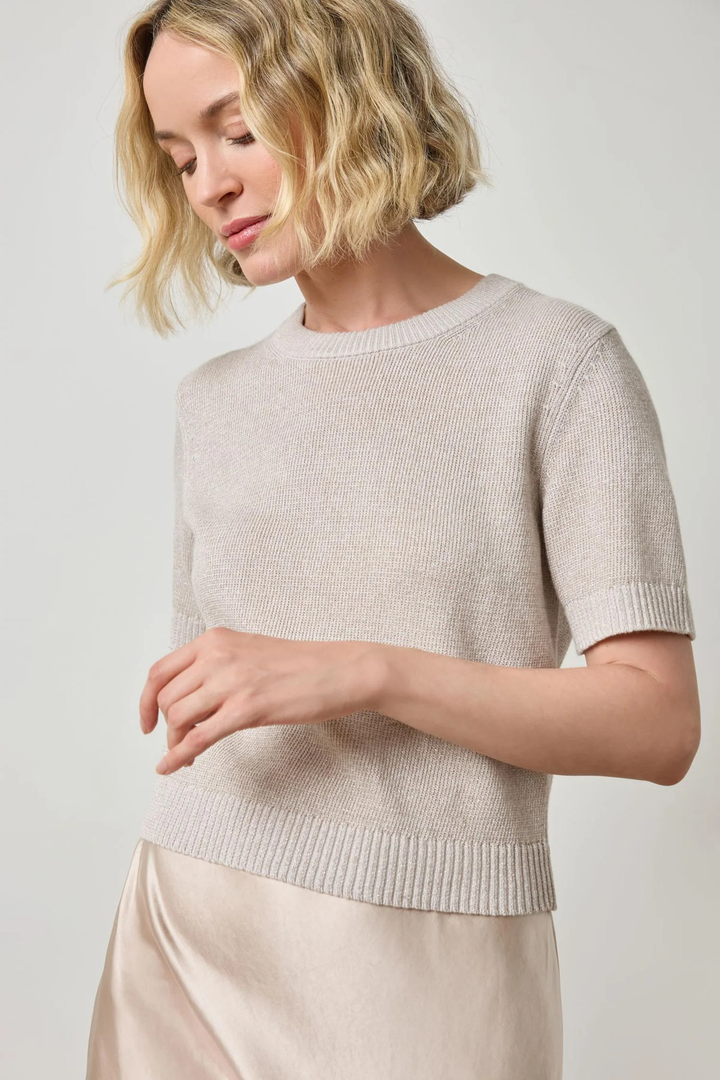 Lilla P Short Sleeve Sparkle Sweater Mist Sparkle
