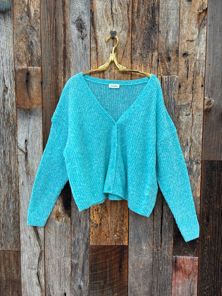 American Vintage Nuggy Sweater Turquoise Fluo Chine