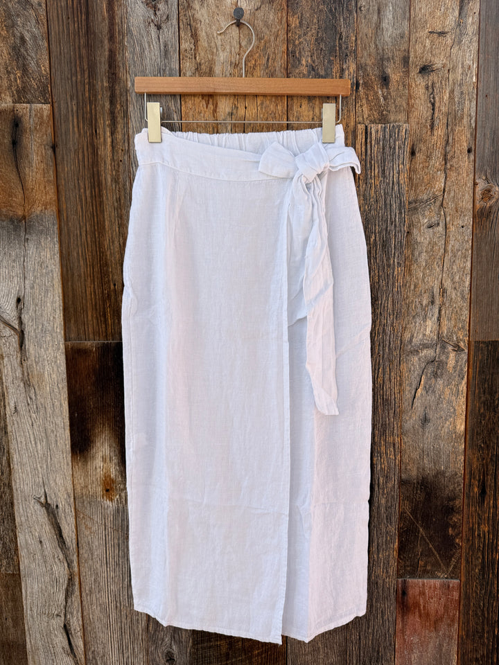 Milio Milano Wrap Linen Skirt White