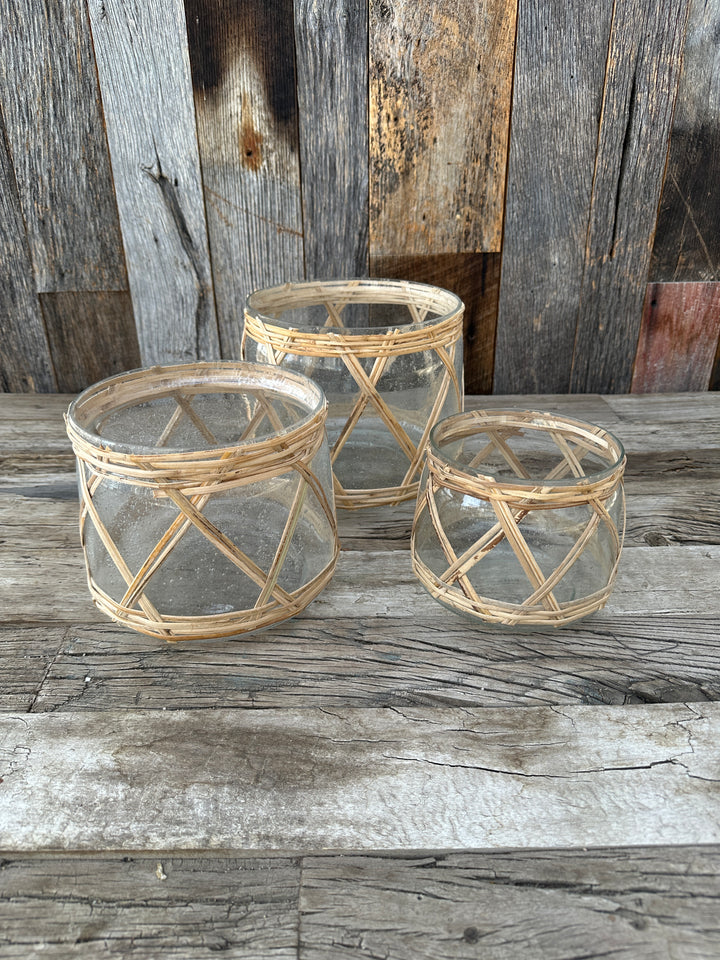 Homart Cairo Hurricane Glass Rattan Small