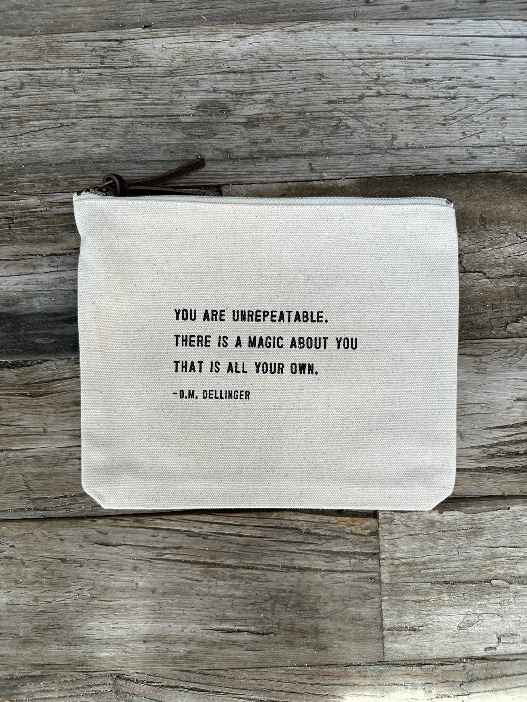 Sugarboo You Are Unrepeatable Canvas Zip Bag 8.5x7.5