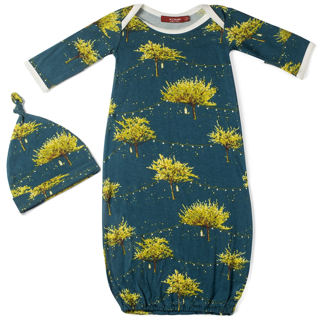 Milkbarn Bamboo NB Gown & Hat Set Firefly