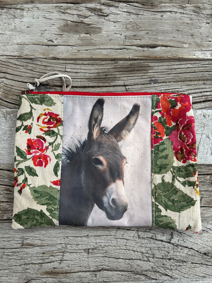 Totem Salvaged Right Donkey on Leather Linen Clutch