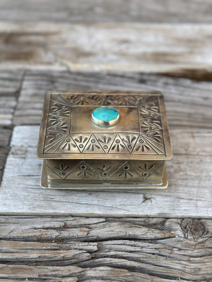 J. Alexander Small Stamped Box w/ Turquoise