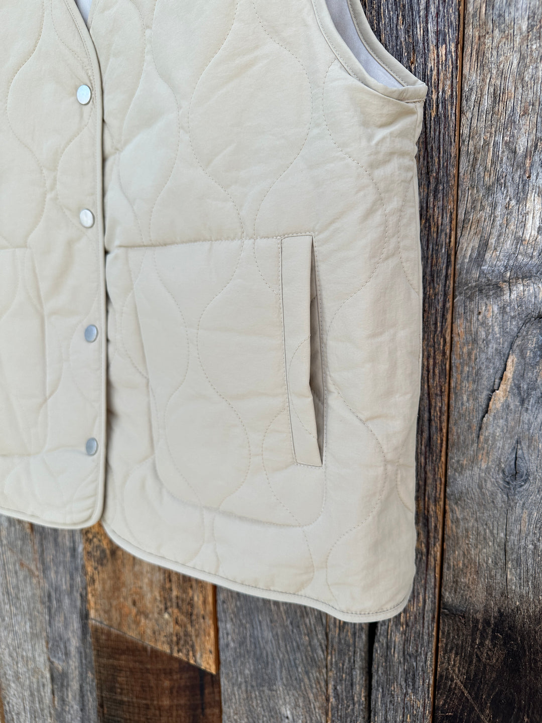 It Is Well Quilted Vest Beige OS