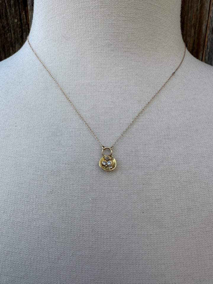 Robin M 14K Diamond Cluster Charm 16" GF Chain