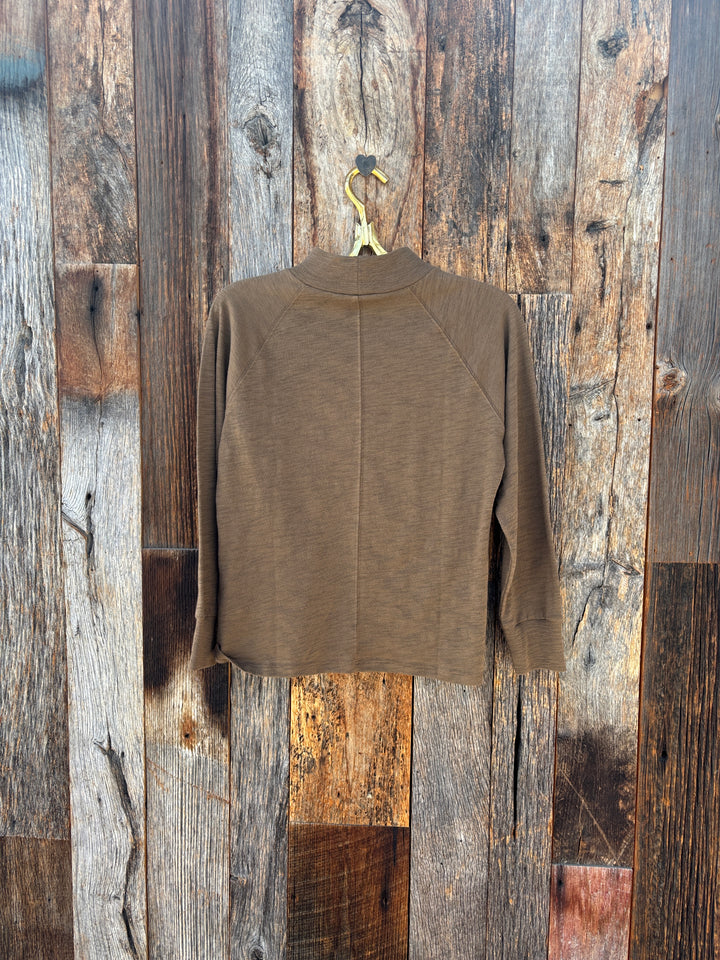 Lilla P 3/4 Sleeve Raglan Mock Neck Truffle