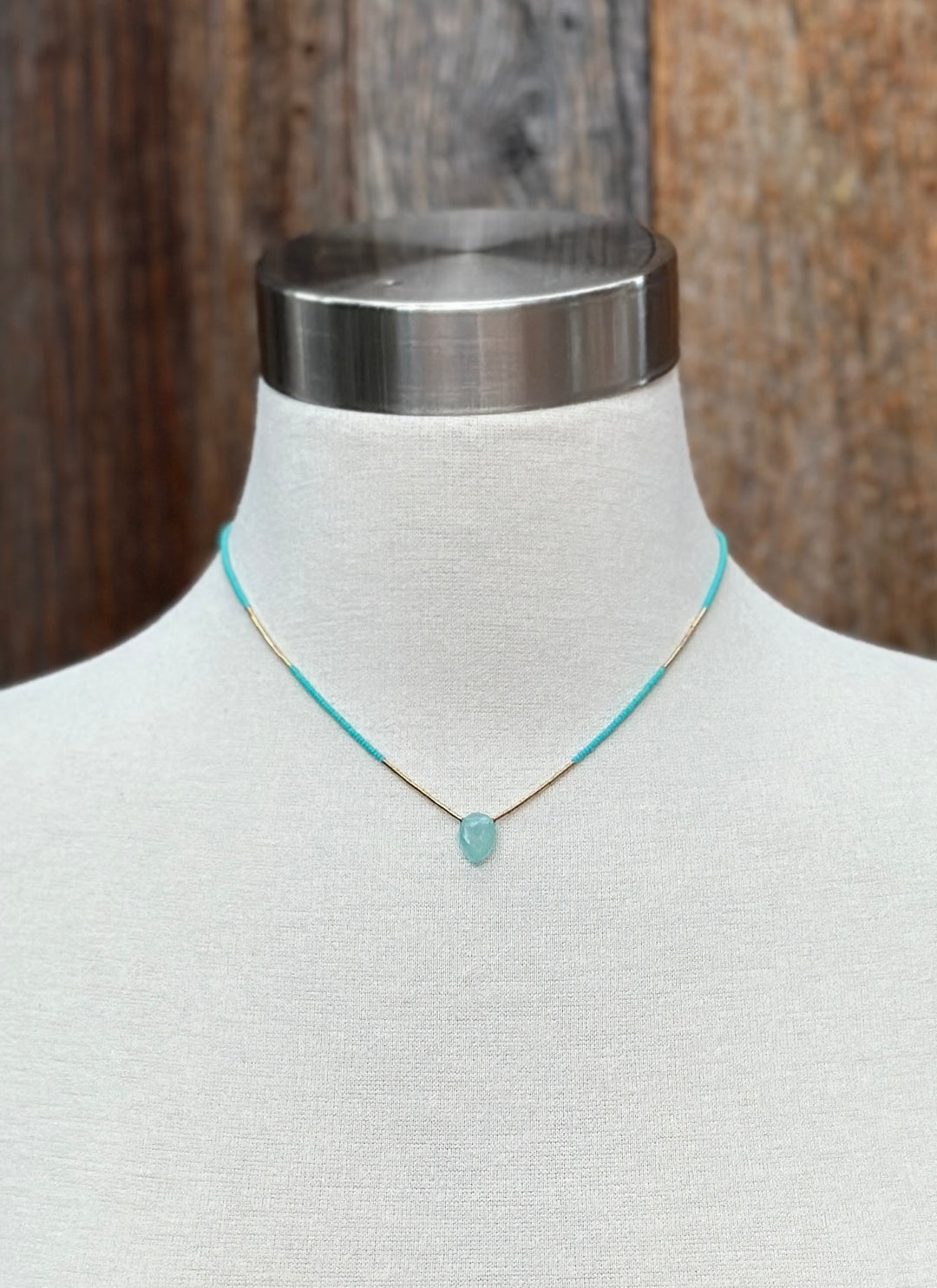 Debbie Fisher NTK1 amazonite, turquoise seed, GF