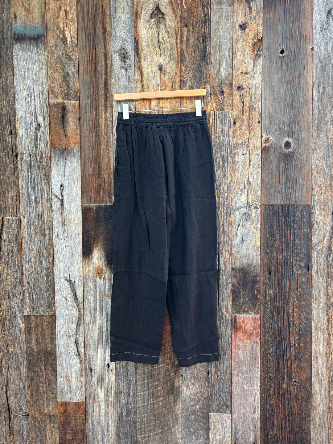 Milio Milano Drawstring Waistband Edge Stitch Detail Black