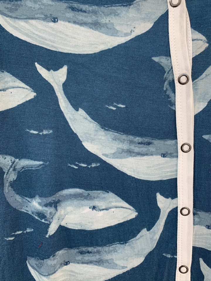 Milkbarn Zipper Footed Romper Blue Whale 39104