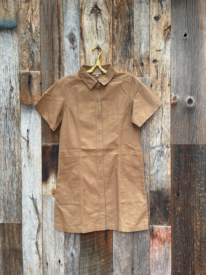 Lilla P PA3118 Twill Paneled Shirt Dress Pecan