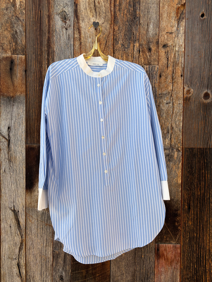 Chan Luu Falling Flower Tunic Blue Stripe 1