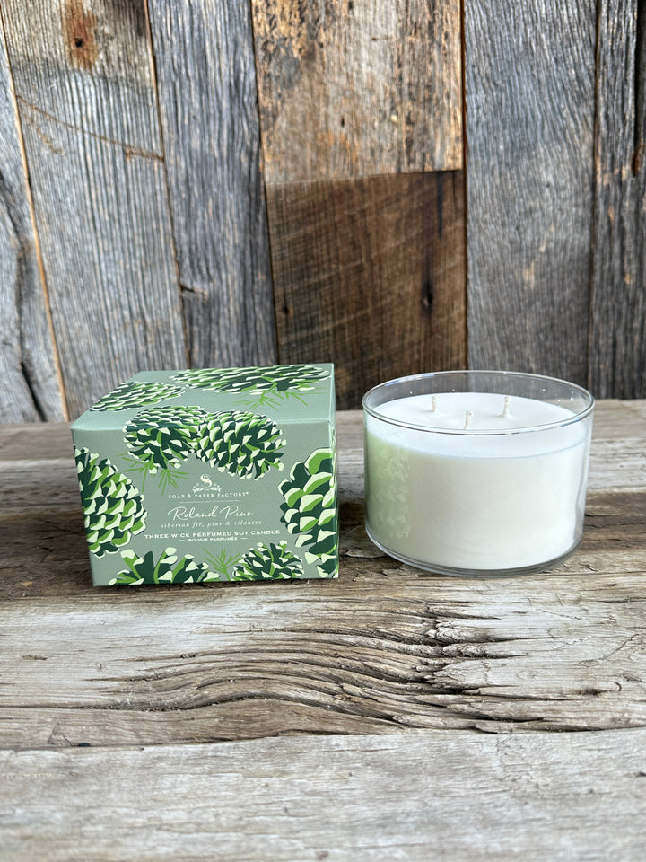 Soap & Paper Factory Roland Pine 18 oz Three-Wick Soy Candle