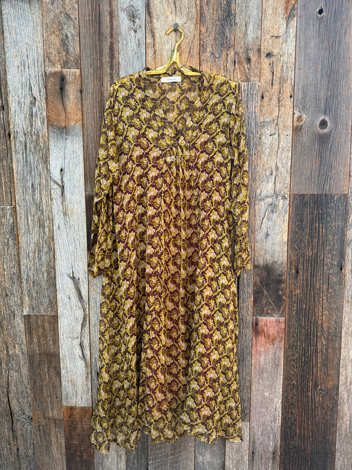 Chan Luu Renata Silk Chiffon Dress Cabernet