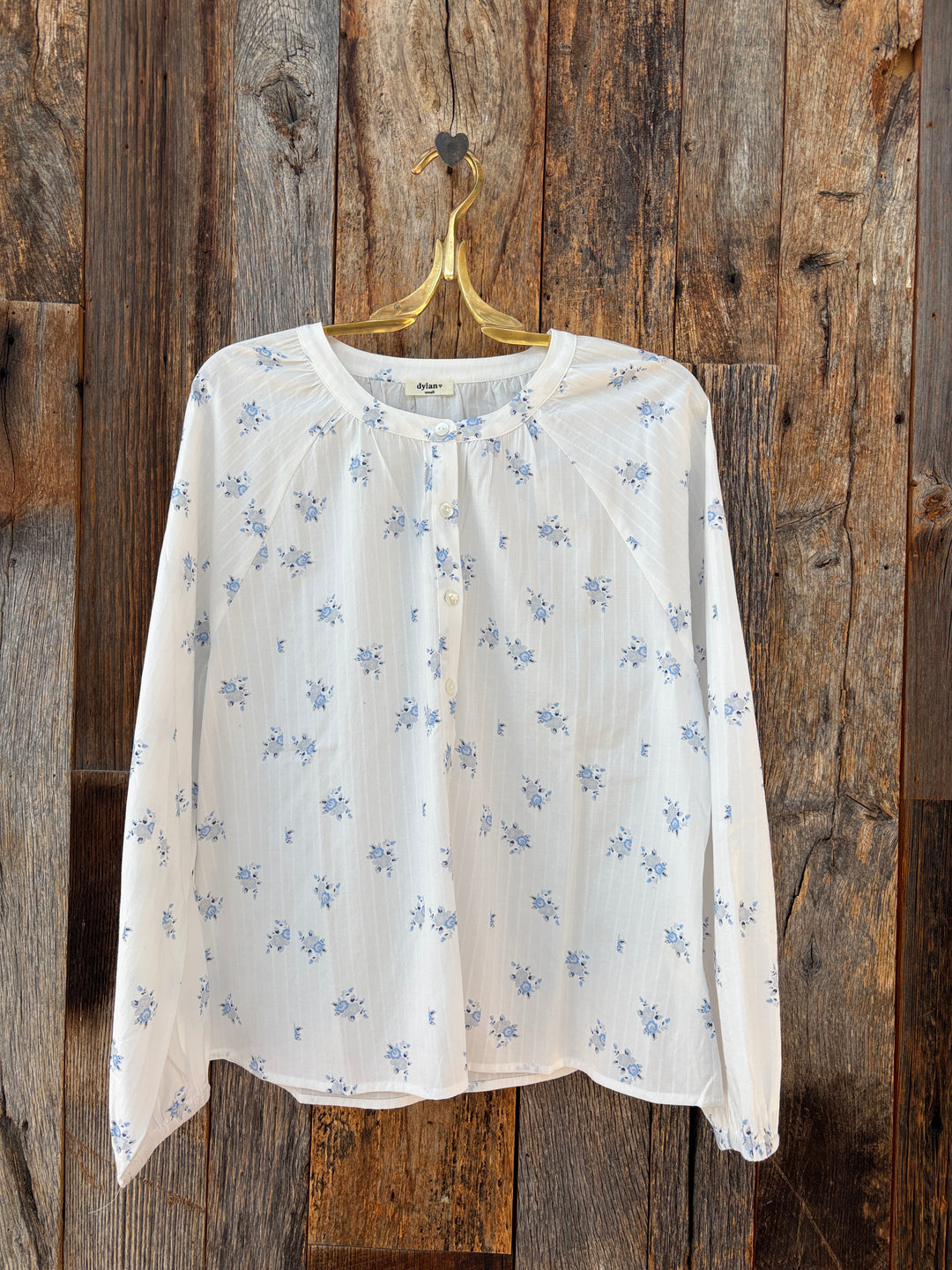 Dylan Faded Floral Blouse White/Blue