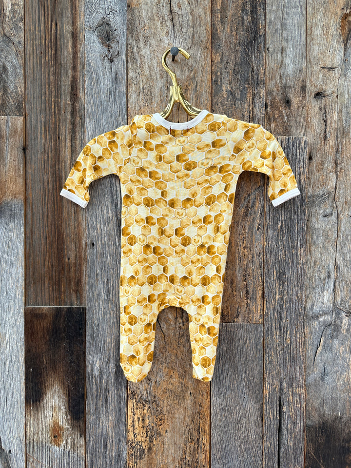 Milkbarn Bamboo Footed Romper Honeycomb 37138