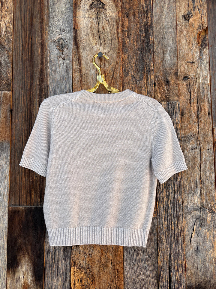 Lilla P Short Sleeve Sparkle Sweater Mist Sparkle