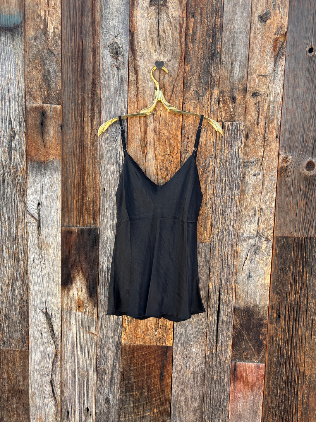 Milio Milano Adjustable Strap Silky Tank Top Black