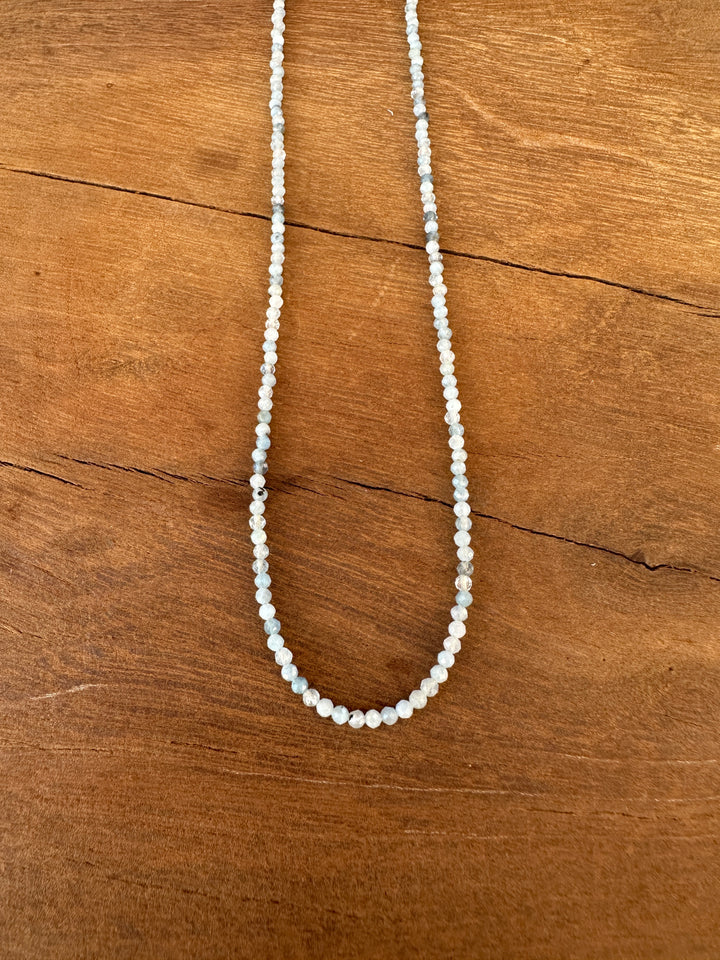 Radiant Malas Tiny Intention Necklace Aquamarine 16"