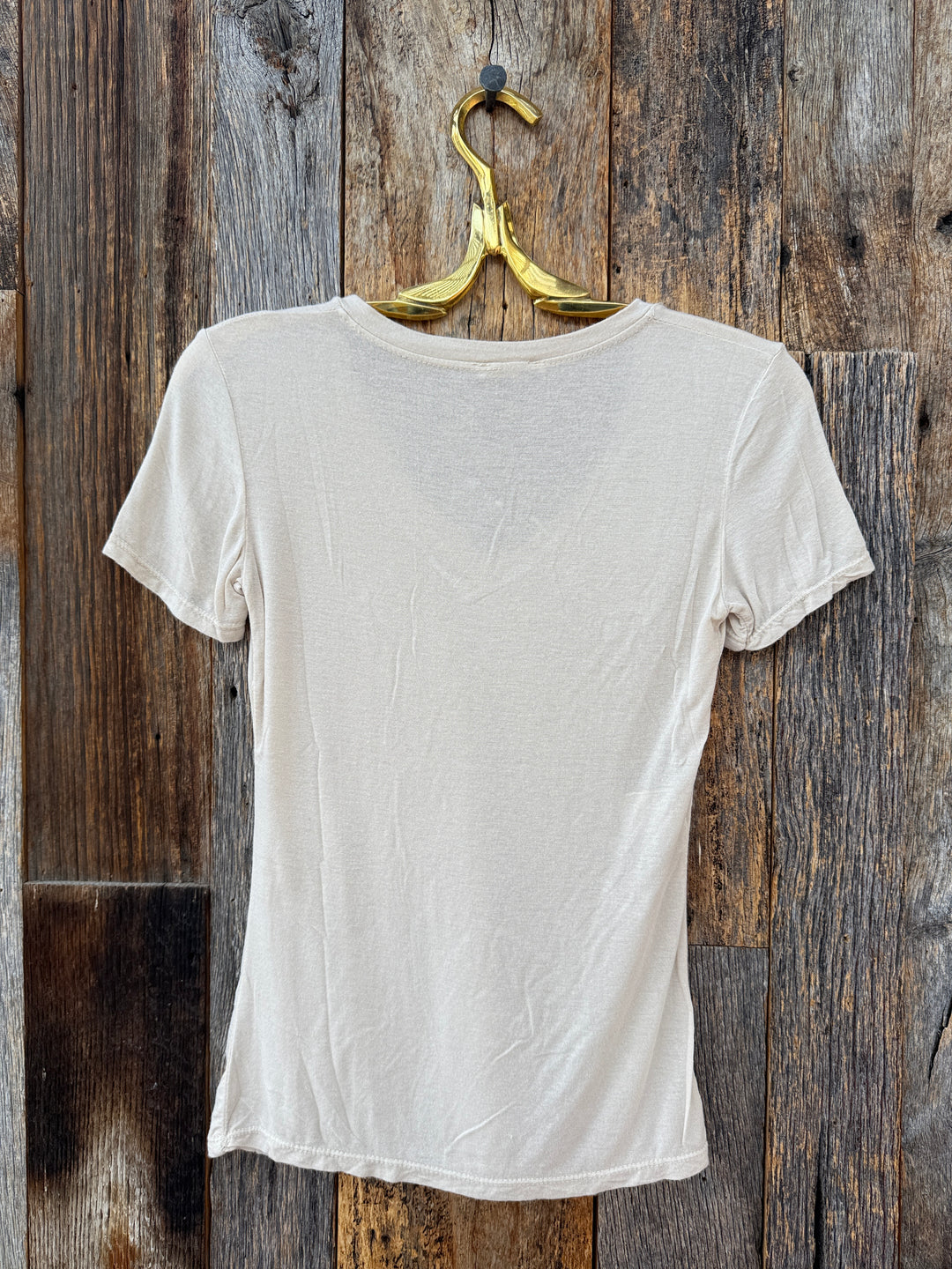 Milio Milano Slim Fit V-Neck Tee Beige