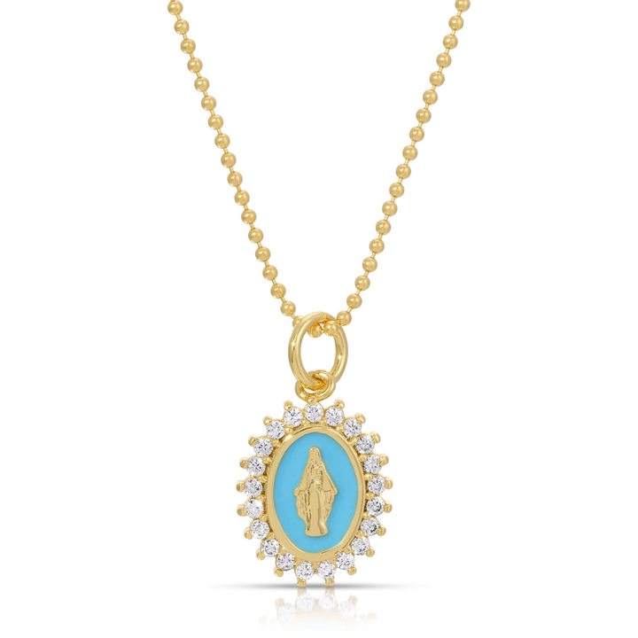 Joy Dravecky Mini Lady Lourdes Necklace Aqua