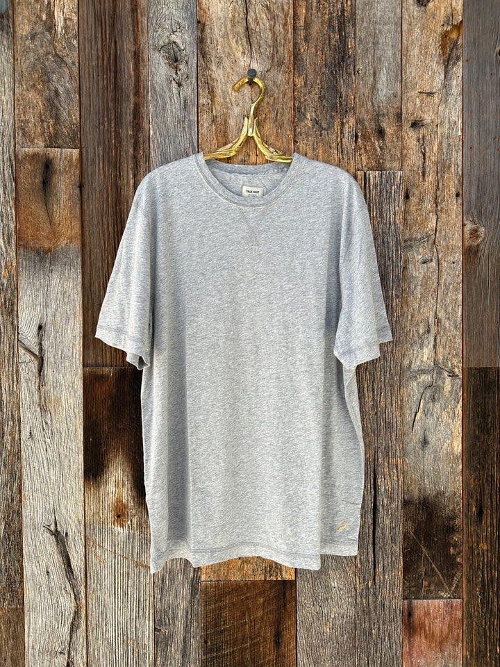 True Grit SS Contrast Stitch Crew Heather Grey