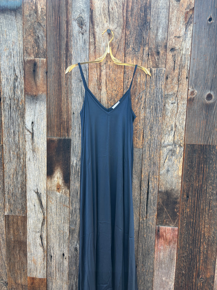 Milio Milano Silky Slip Maxi Dress Navy