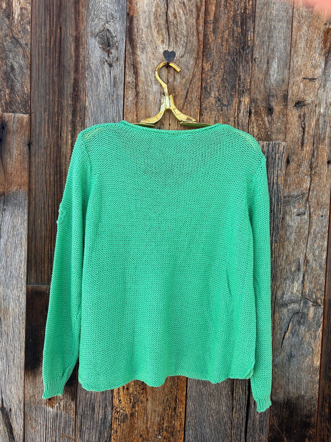 Wooden Ships Shamrock Embroidered V Cotton Verdigris