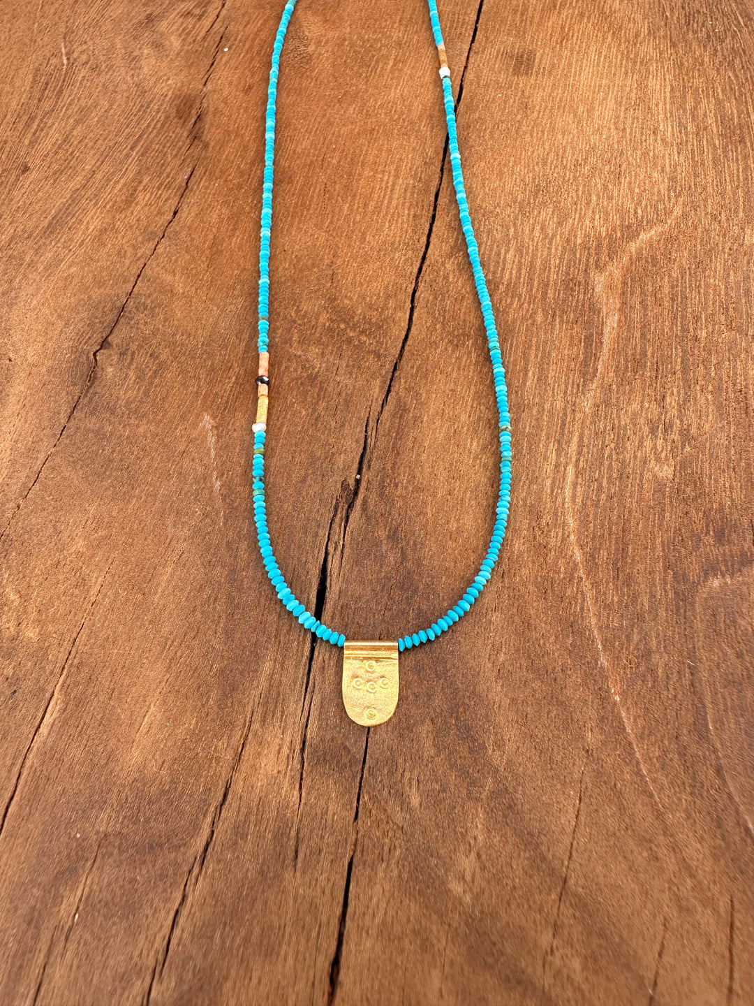 River Song Brilliant Blue Turquoise with Tiny Tab Talisman Necklace