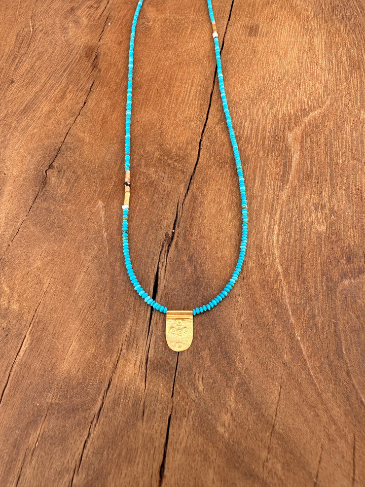 River Song Brilliant Blue Turquoise with Tiny Tab Talisman Necklace
