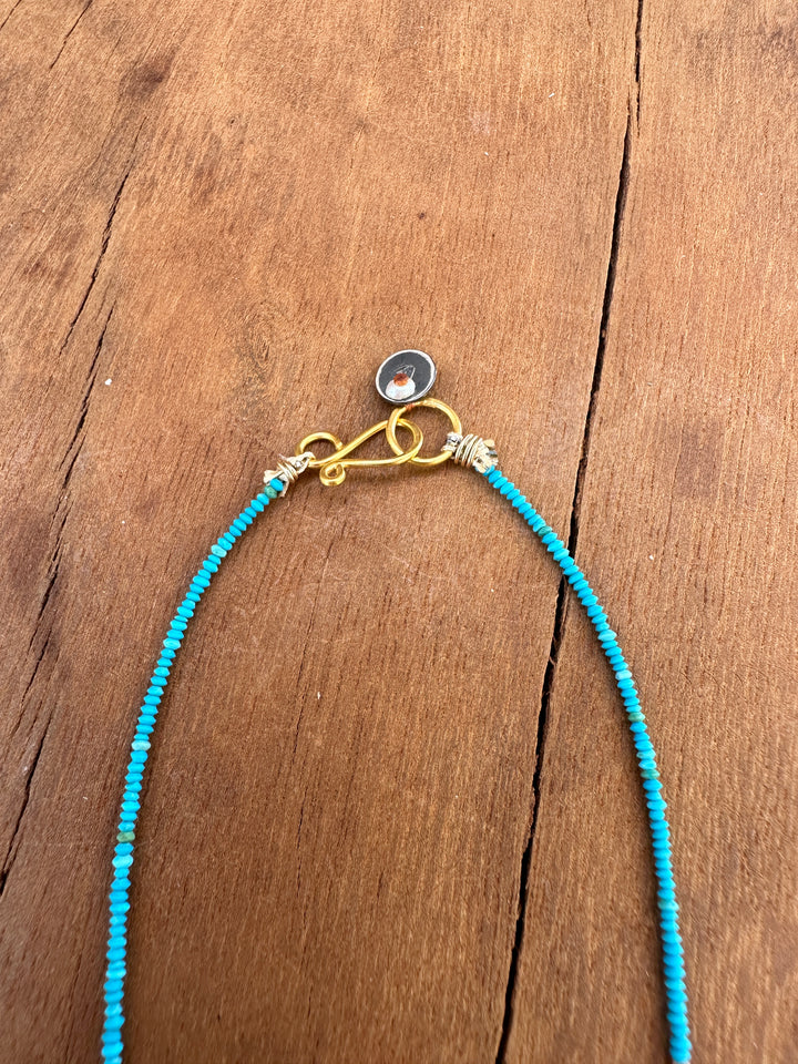 River Song Brilliant Blue Turquoise with Tiny Tab Talisman Necklace