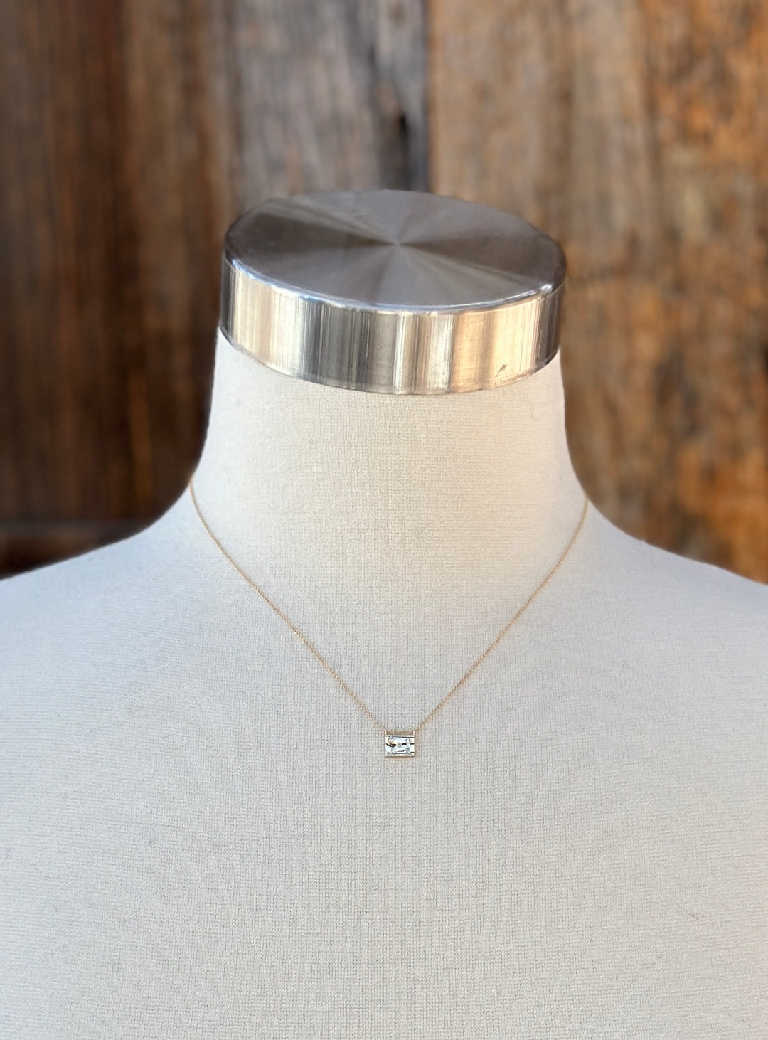 Aili 5 Stars 14K/Wt Diam 16" Postcard Necklace