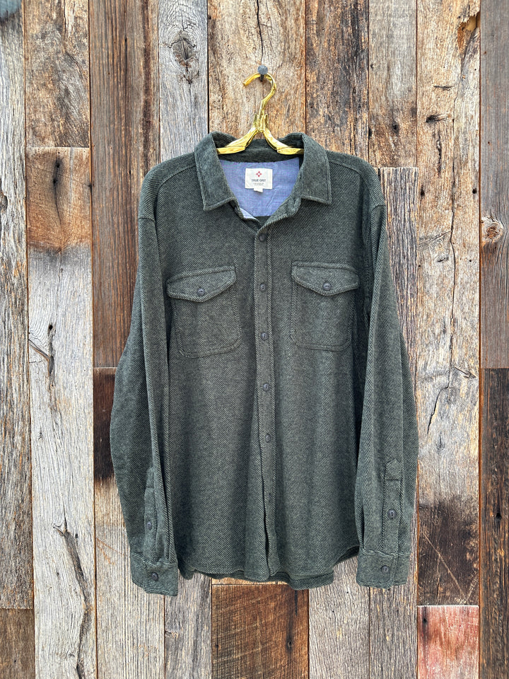True Grit Herringbone L/S 2 Pocket Shirt Dark Green