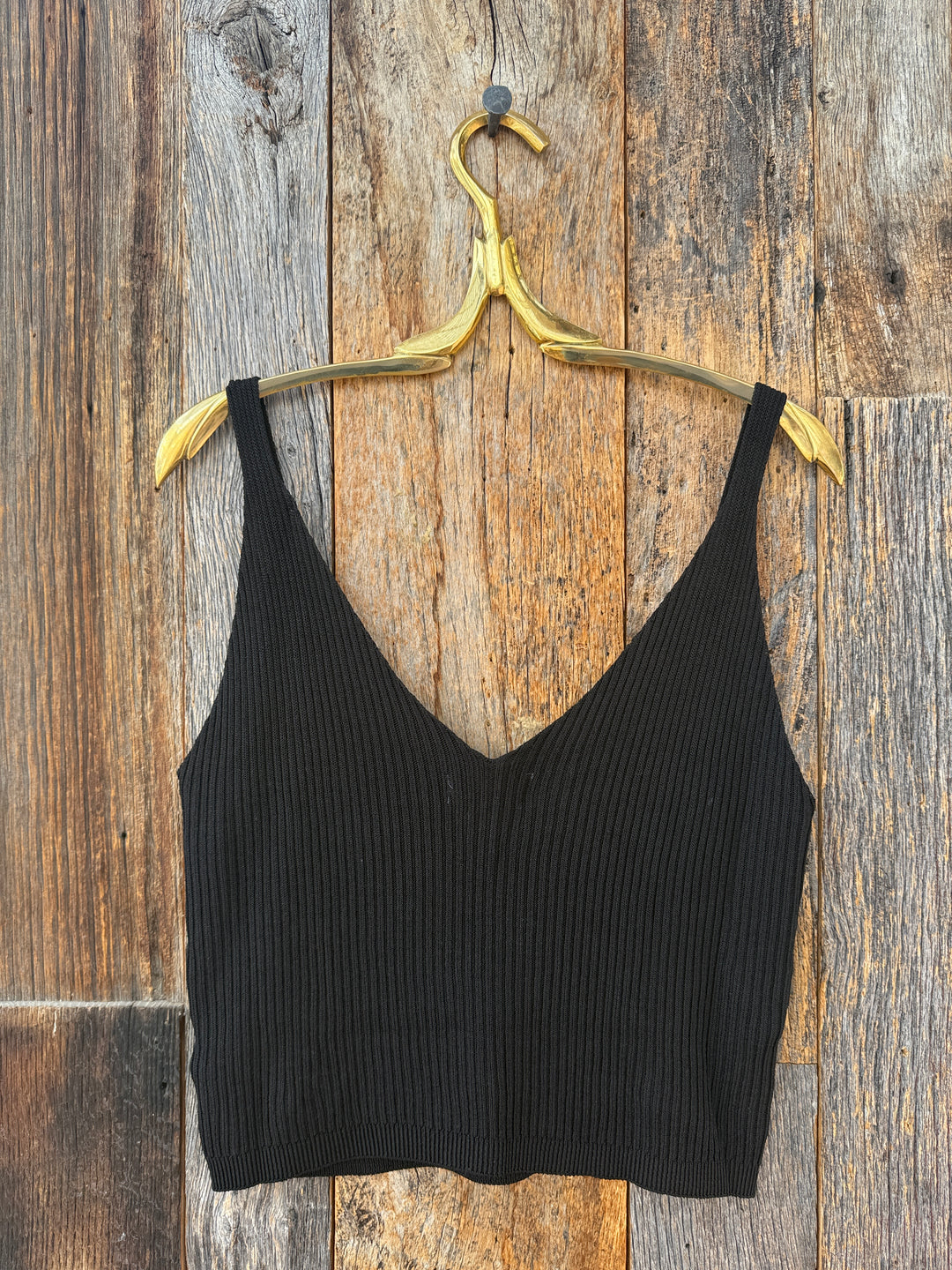 Milio Milano Viscose Rib Crop Tank Black