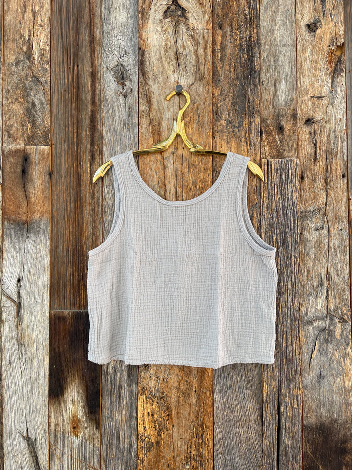 It Is Well Organic Reversible Gauze Tank Slate Gray