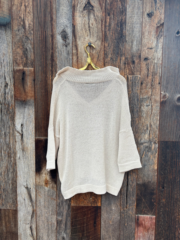 Wooden Ships Emory 3/4 Sleeve Sweater Almond Butter
