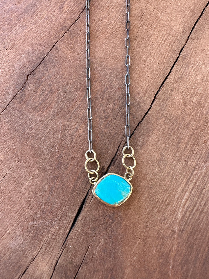 Robin M 18K Kingman Turquoise OXSS Chain 19"