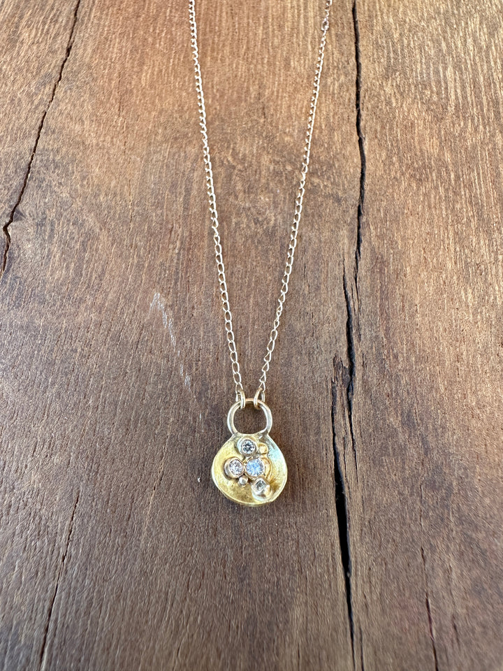 Robin M 14K Diamond Cluster Charm 16" GF Chain