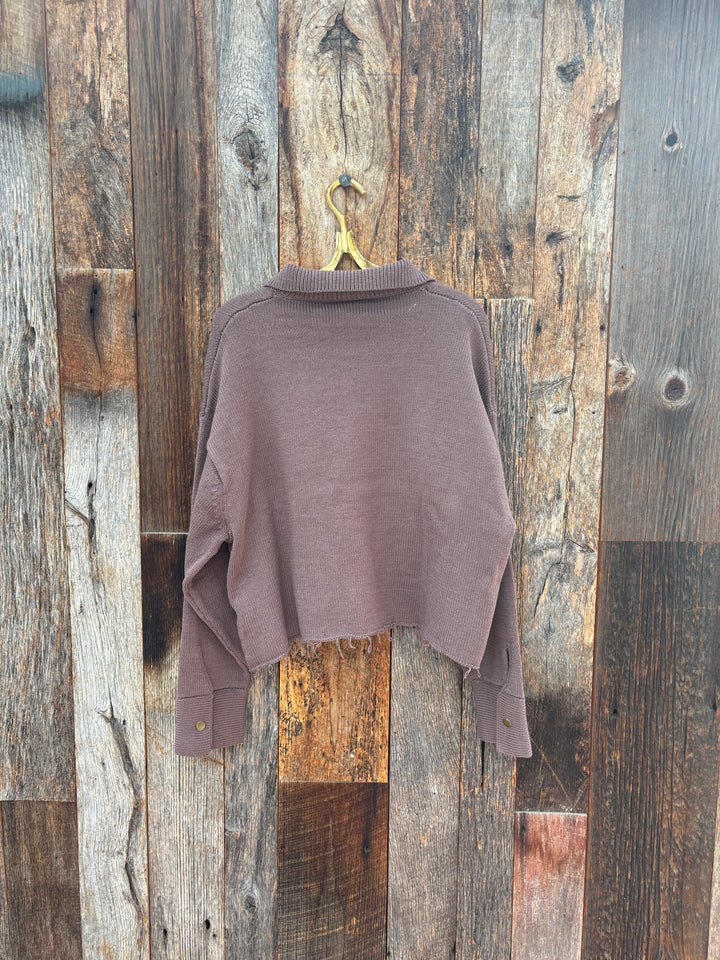 Wooden Ships Avery Knit Jacket Cotton Dark Dusk