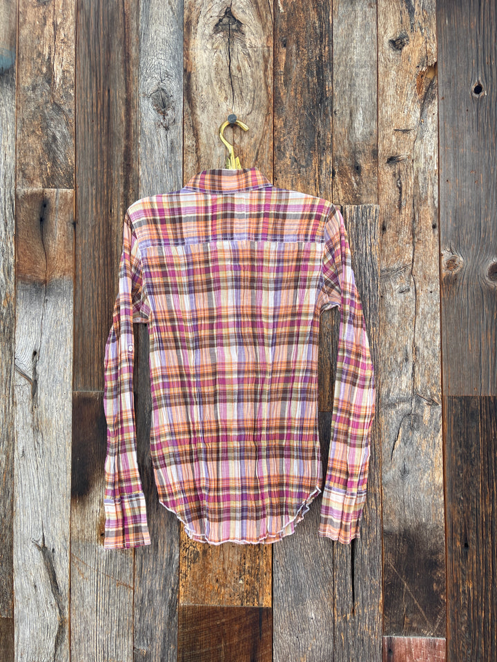 Cino Vibrant Pink Plaid Button Up 10307