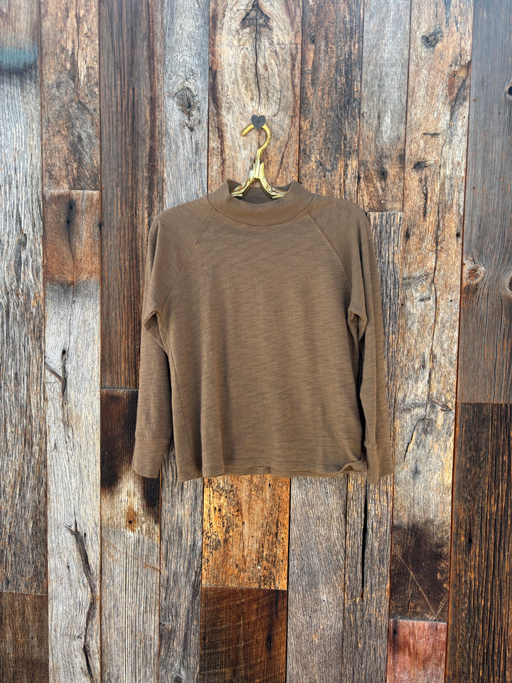 Lilla P 3/4 Sleeve Raglan Mock Neck Truffle