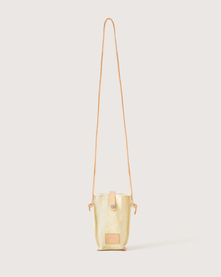 Graf Lantz Hana Phone Crossbody Canvas- Limoncello Canvas, Natural Leather