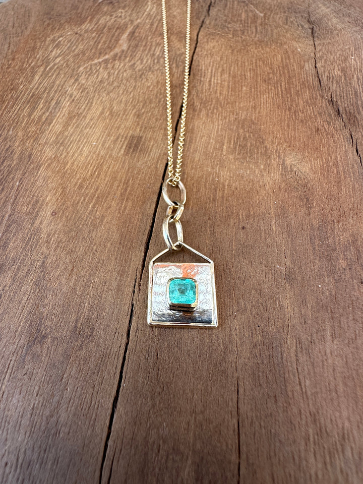 Robin M Designs Colombian Emerald 14K Pendant on 18" GF Chain